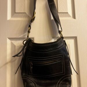 Coach Black soft leather SoHo Crossbody Bag with Metallic Hardware